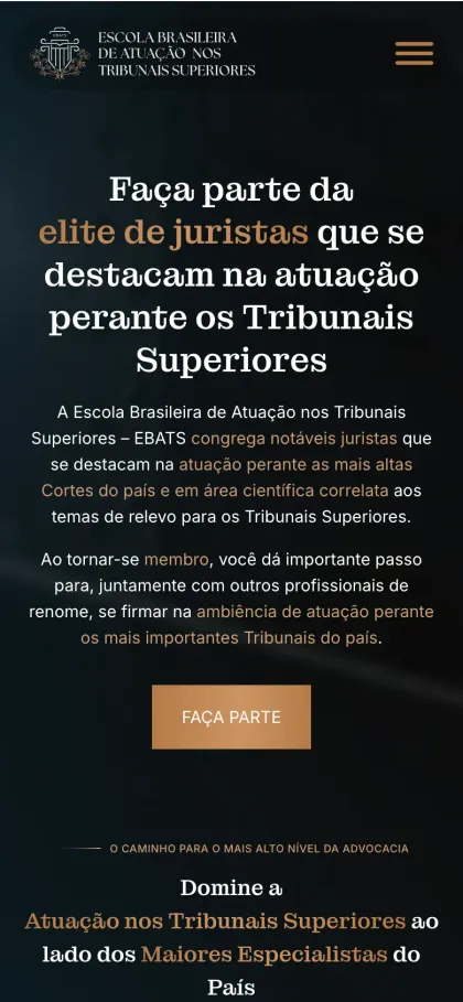 Página inicial no celular, Escola Brasileira ATS