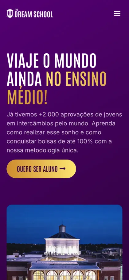 Página inicial no celular, The Dream School