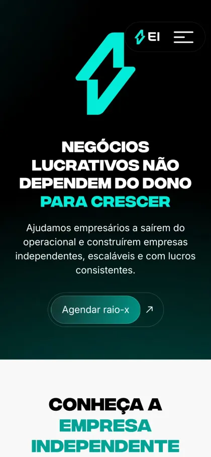 Página inicial no celular, Empresa Independente