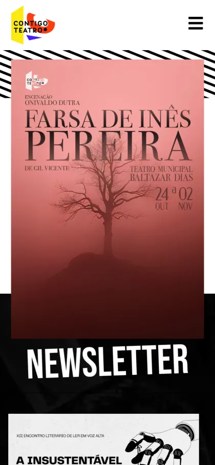 Página inicial no celular, Contigo Teatro