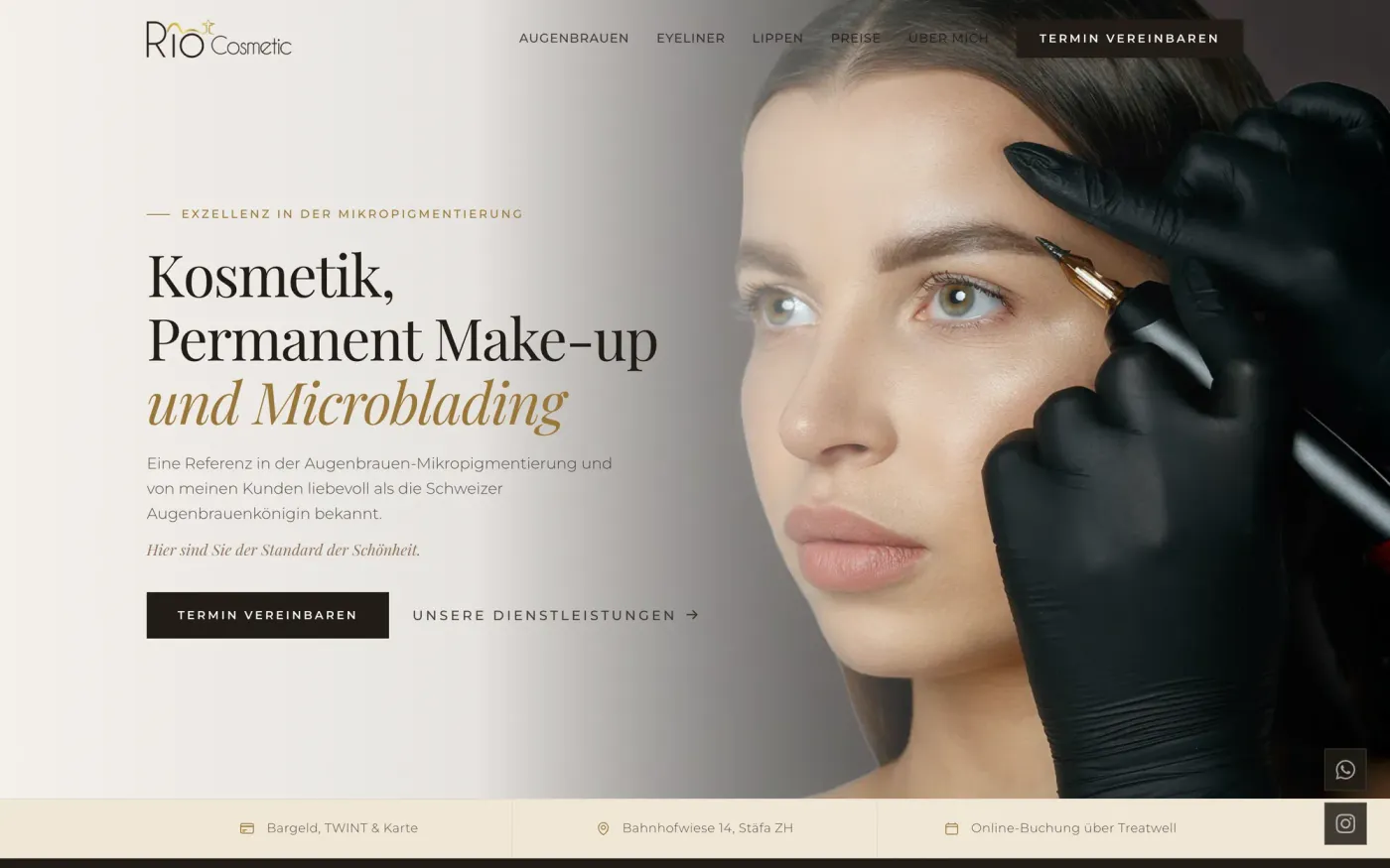 criação de site para clínica de estética: página inicial, Rio Cosmetic