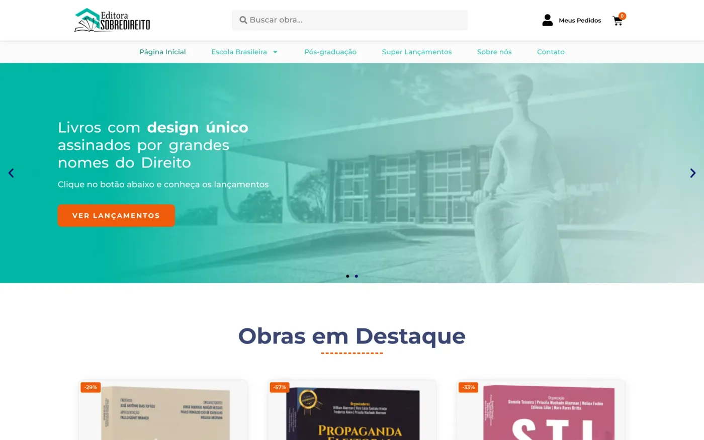 loja virtual de editora: página inicial, Editora Sobredireito