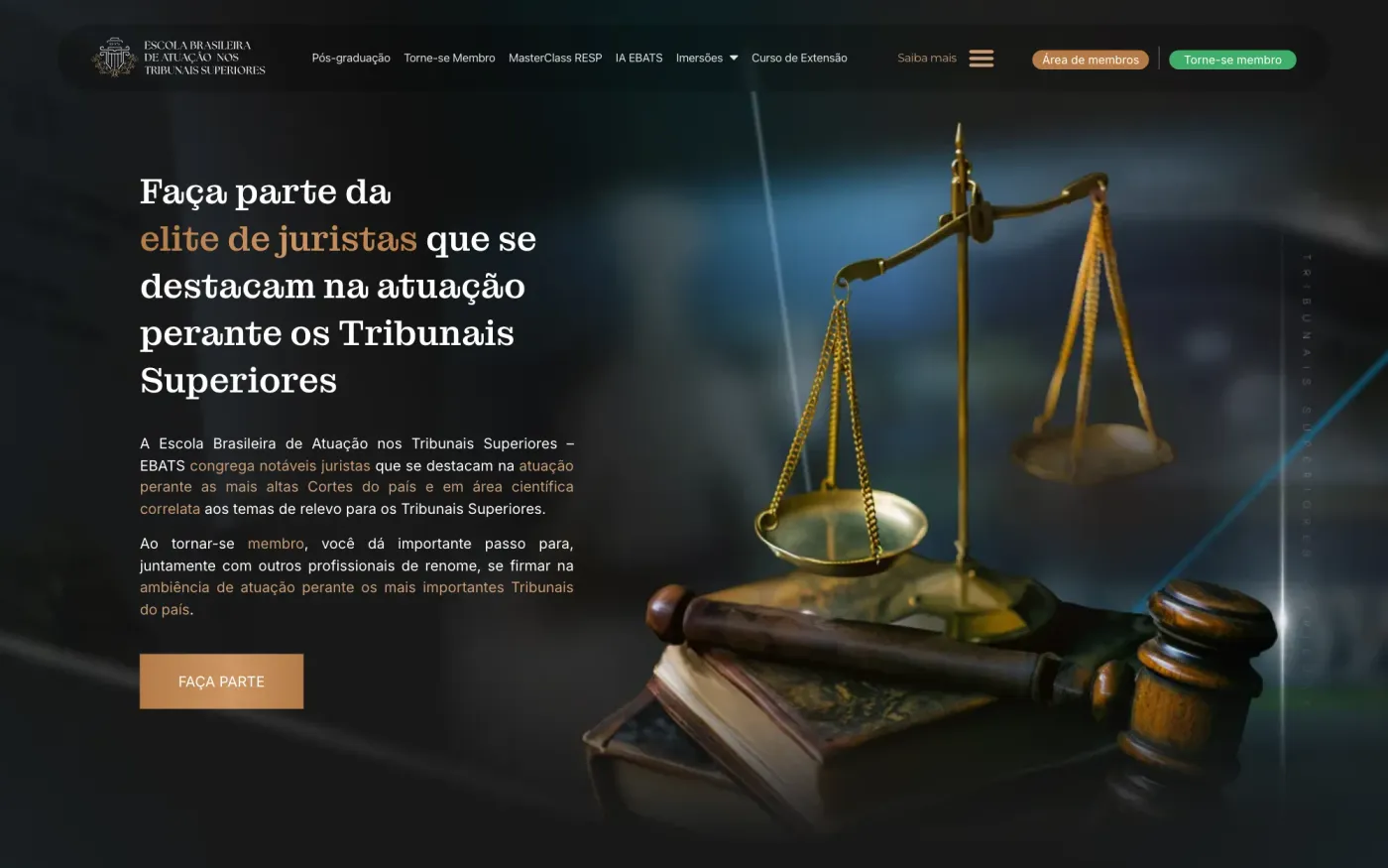 criação de página de vendas para curso: página inicial, Escola Brasileira ATS