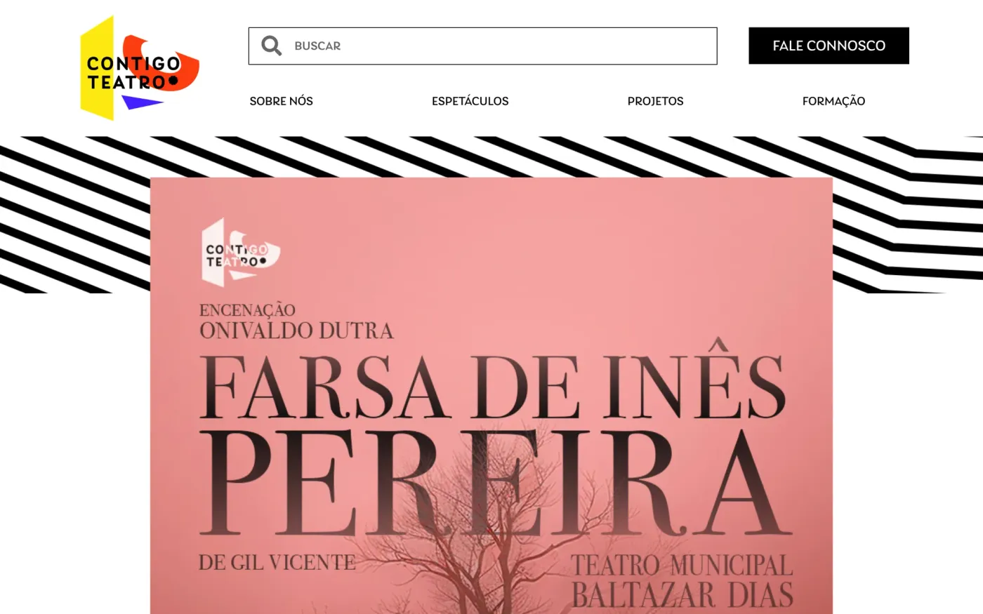 criação de site para companhia de teatro: página inicial, Contigo Teatro