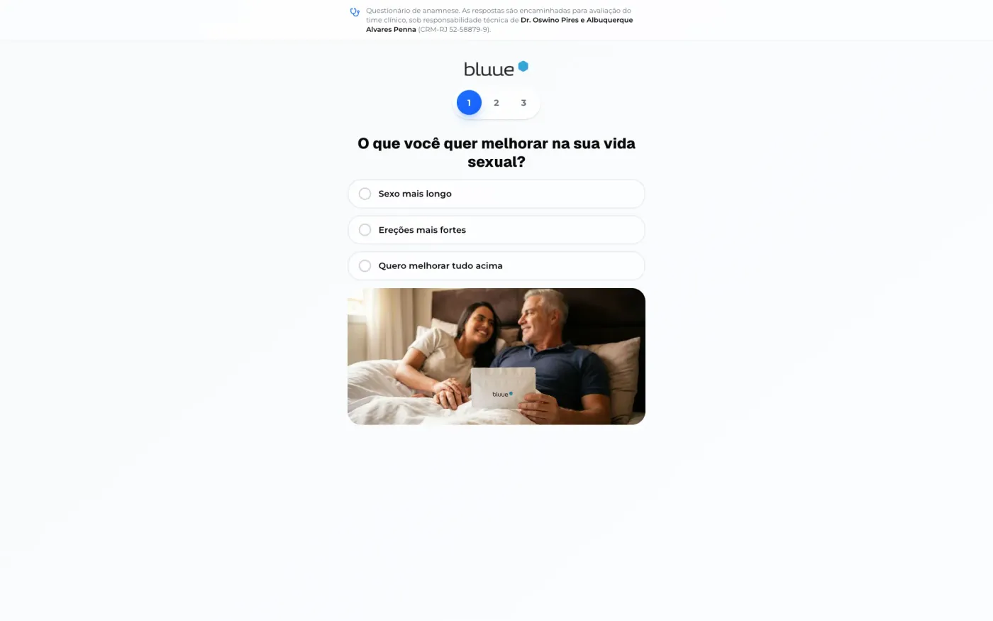 quiz personalizado para loja virtual: página inicial, Bluue