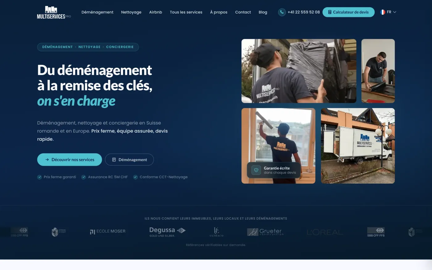 criação de site para empresa de mudanças: página inicial, MultiServices Pro