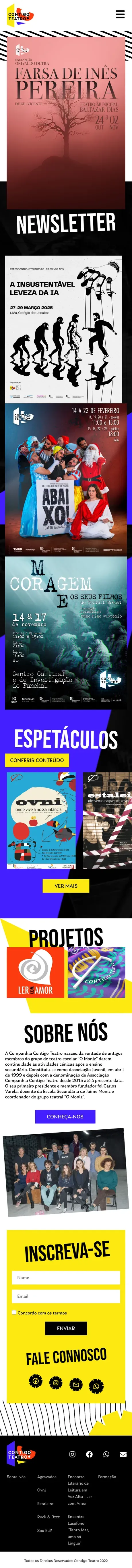 Página inicial completa no celular, Contigo Teatro