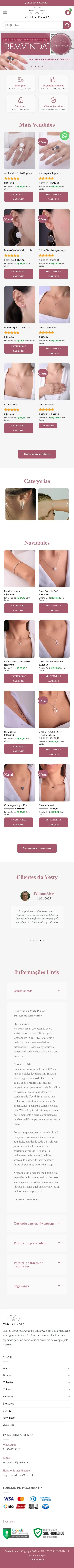 Página inicial completa no celular, Vesty Prata