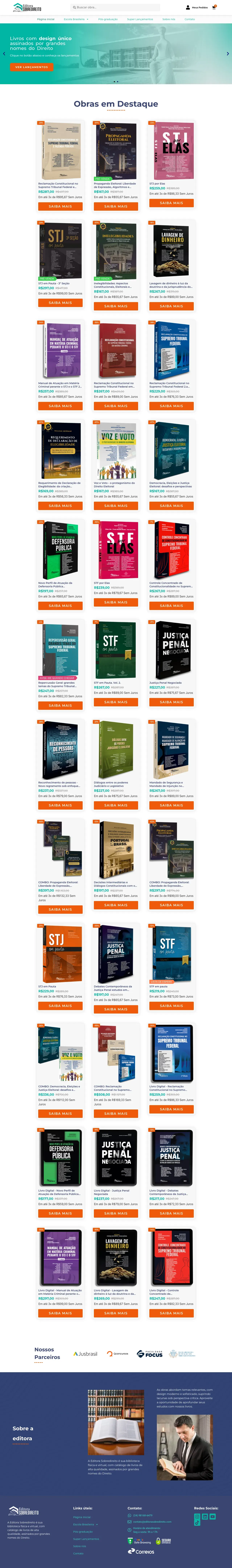 Página inicial completa, Editora Sobredireito