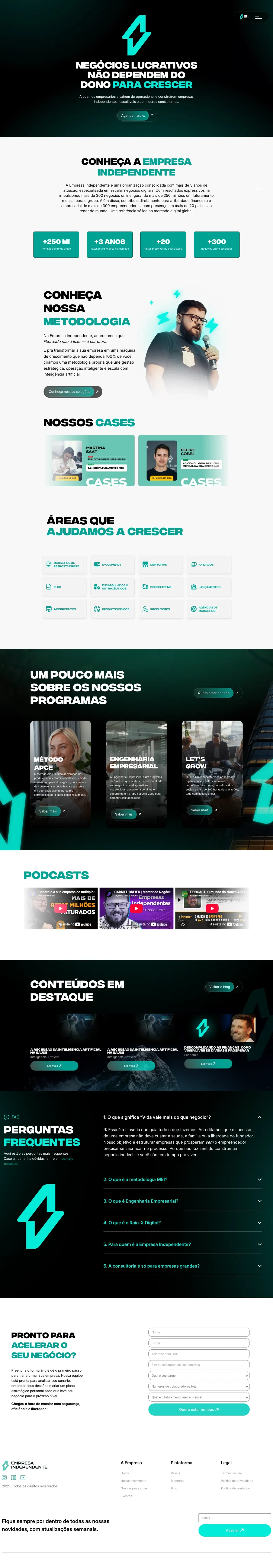 Página inicial completa, Empresa Independente