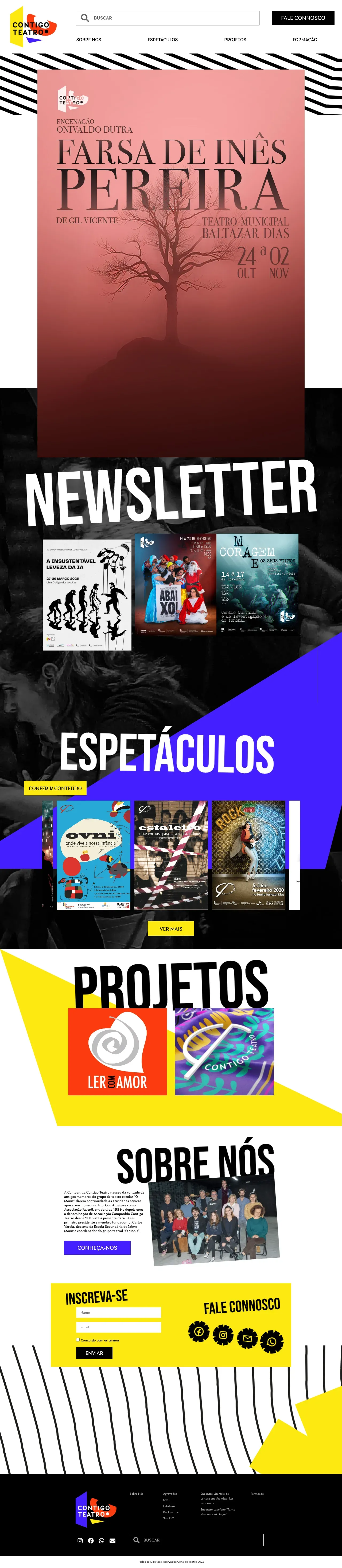 Página inicial completa, Contigo Teatro