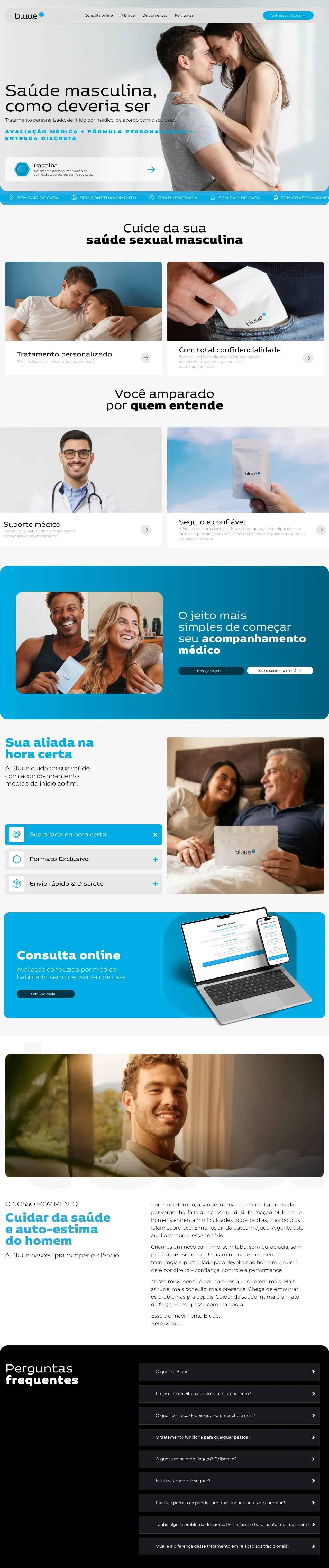 Página inicial completa, Bluue