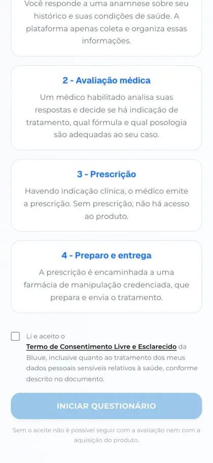 Bluue: Cada aceite do termo, guardado com data e versão