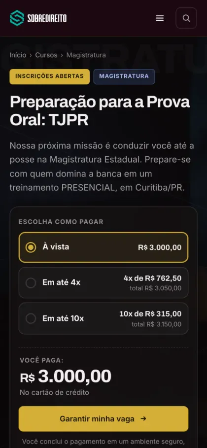 Curso Sobredireito: Turma nova entra no ar sem página nova
