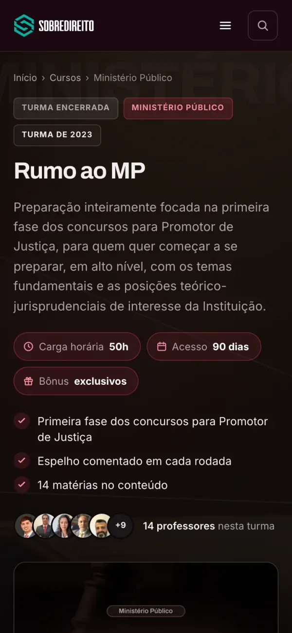 Curso Sobredireito: Turma encerrada continua no ar, como prova