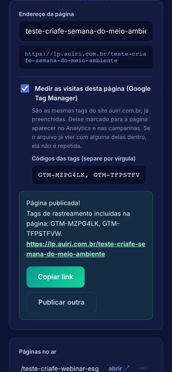 Auíri: Solta o arquivo, copia o link
