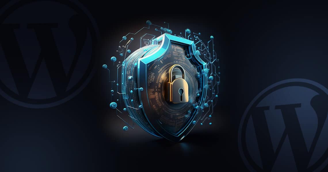 Escudo 3d representado a segurança da hospedagem wordpress com tom azul